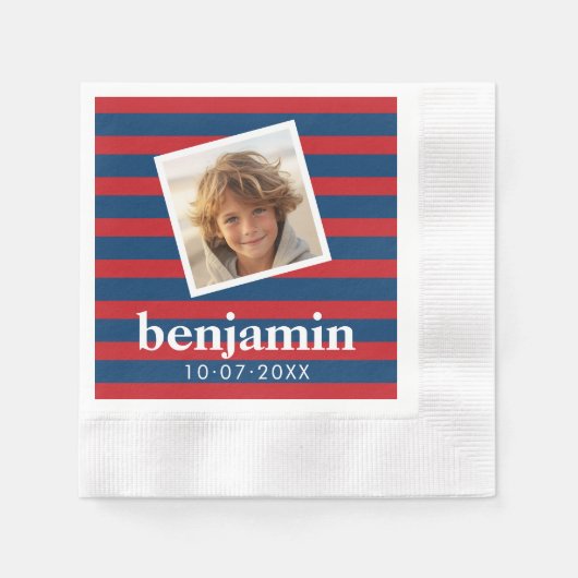 Serviette En Papier Bébé photo et anniversaire mignon garçon Motif ray (Devant)