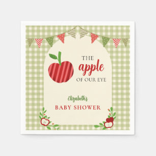 Serviette En Papier Bébé Pomme de Nos Yeux Fête Prénatale Gingham Douc