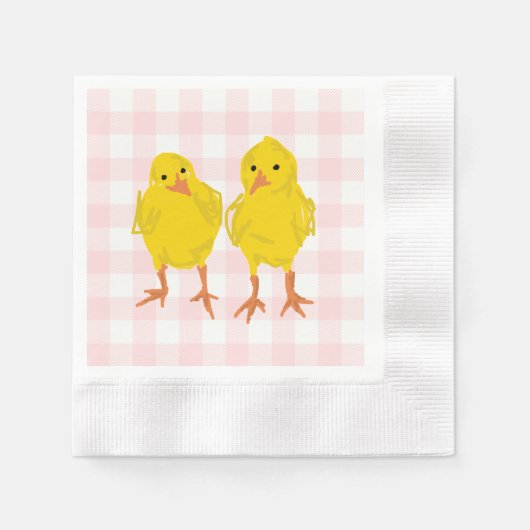 Serviette En Papier Bébé Poussins Peinture Pâques Peeps (Devant)