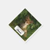 Serviette En Papier Bébé renard dans une forêt verte Anniversaire (Coin)