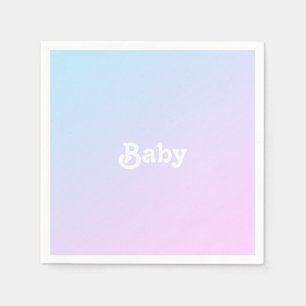 Serviette En Papier Bébé rose bleu ombre dégradé motif baby shower