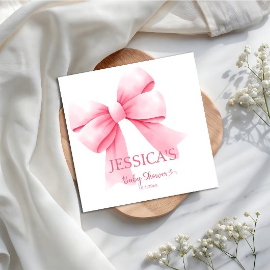 Serviette En Papier Bébé rose Bow fille douche