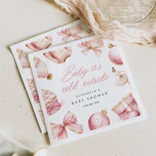 Serviette En Papier Bébé rose C'est froid dehors Baby shower Invitatio