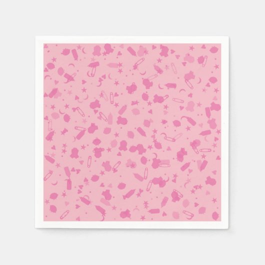 Serviette En Papier Bébé rose Confetti Baptême Christening (Devant)