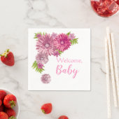 Serviette En Papier Bébé rose En Fleur Brunch Douche (En situation)