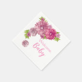 Serviette En Papier Bébé rose En Fleur Brunch Douche (Coin)