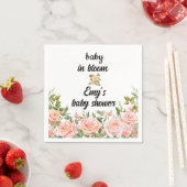 Serviette En Papier bébé rose fleuri en fleur bébé douche fille (En situation)