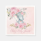 Serviette En Papier Bébé rose floral mignon Eléphants Twins Baby showe (Devant)