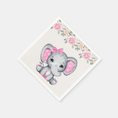 Serviette En Papier Bébé rose mignon éléphant et frontière Rose (Coin)