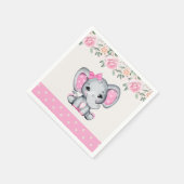 Serviette En Papier Bébé rose mignon éléphant et frontière Rose (Coin)