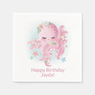 Serviette En Papier Bébé rose mignon pieuvre