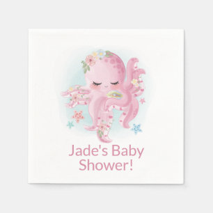 Serviette En Papier Bébé rose mignon pieuvre