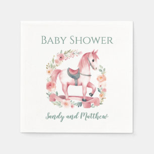 Serviette En Papier Bébé rose mignonne Fille Rocking Horse Party Napki