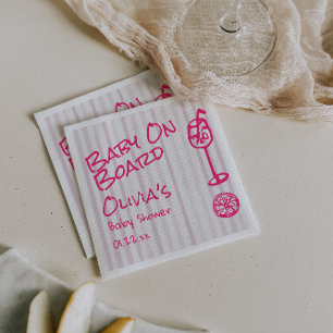 Serviette En Papier Bébé rose Tiré À La Main D'Été À Bord Du Baby show