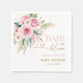 Serviette En Papier Bébé rose Vive Dans Baby shower Floral Fleuri (Devant)