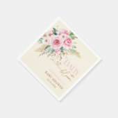 Serviette En Papier Bébé rose Vive En Fleur Baby shower Floral Boho (Coin)