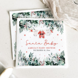 Serviette En Papier Bébé Santa Rouge Vêtements de Bébé Noël Baby Showe