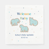 Serviette En Papier Bébé Saupoudrer Animaux Cookies Baby shower garçon (Devant)