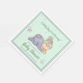 Serviette En Papier Bébé Snuggle - Baby shower vert & violet (Coin)