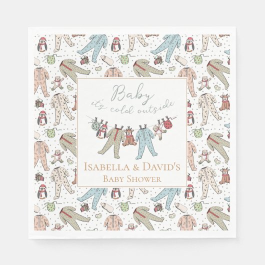 Serviette En Papier Bébé son Baby shower froid à l'extérieur de l'hive (Devant)