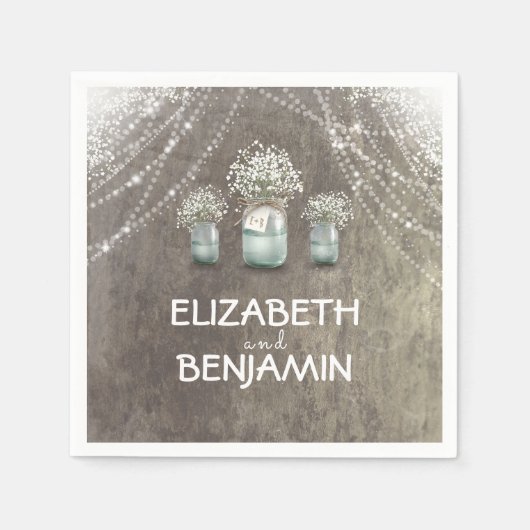 Serviette En Papier Bébé souffle et Mason Jar Barn Mariage (Devant)