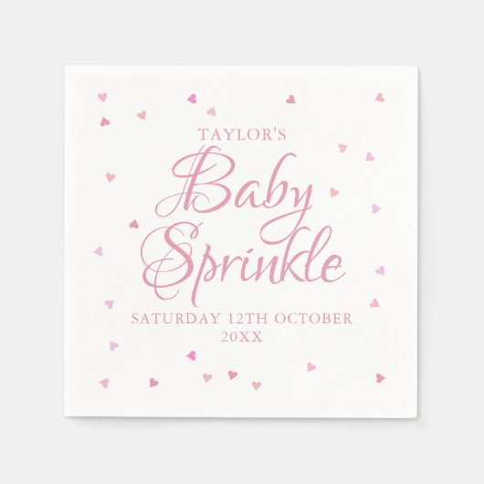 Serviette En Papier Bébé sprinkle coeurs roses (Devant)