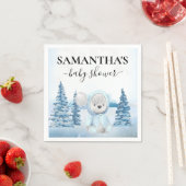 Serviette En Papier Bébé Teddy Ours Noël Hiver Bleu (En situation)