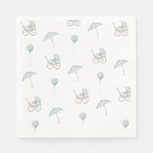 Serviette En Papier Bébé vert mignon Buggy Bébé Douche (Devant)