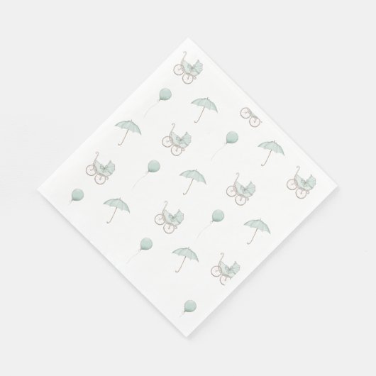 Serviette En Papier Bébé vert mignon Buggy Bébé Douche (Coin)