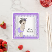 Serviette En Papier Bébé violet et gris Douche fille (En situation)