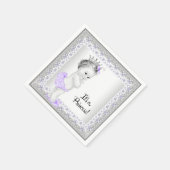 Serviette En Papier Bébé violet et gris Douche fille (Coin)