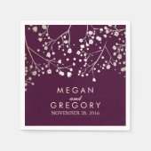 Serviette En Papier Bébé's Breath Gold and Plum Mariage (Devant)