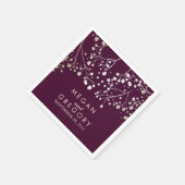 Serviette En Papier Bébé's Breath Gold and Plum Mariage (Coin)