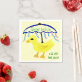 Serviette En Papier Bébés doux Baby shower Jaune Ducky Parapluie (En situation)