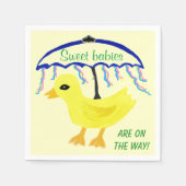 Serviette En Papier Bébés doux Baby shower Jaune Ducky Parapluie (Devant)