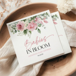 Serviette En Papier Bébés En Fleur Rose Rose Baby shower Floral Twins
