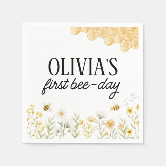 Serviette En Papier Bee Birthday Napkins (Devant)