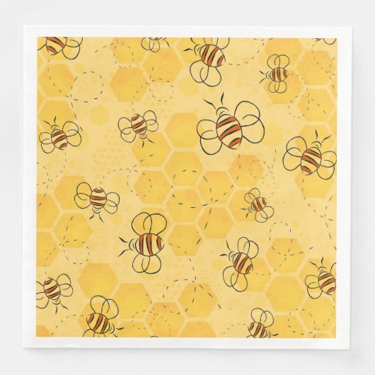 Serviette En Papier Bee Buzzing Honey Bees mignonne (Devant)