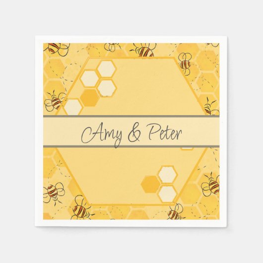 Serviette En Papier Bee Buzzing Honey Bees mignonne (Devant)