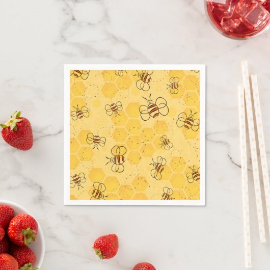 Serviette En Papier Bee Buzzing Honey Bees mignonne (En situation)