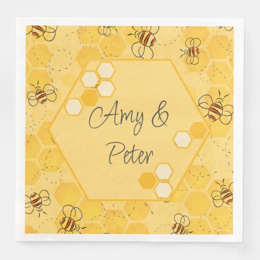 Serviette En Papier Bee Buzzing Honey Bees mignonne (Devant)