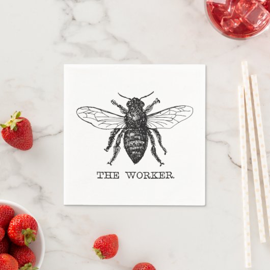 Serviette En Papier Bee Worker Honey Black Bumblebee (En situation)