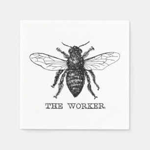 Serviette En Papier Bee Worker Honey Black Bumblebee