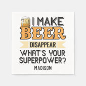 Serviette En Papier Beer Superpower nom et couleur personnalisés (Devant)