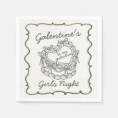 Serviette En Papier Beige Bow Retro Coquette gâteau Galentines (Devant)