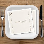 Serviette En Papier Beige Brown simple Mariage Monogramme