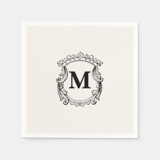 Serviette En Papier Beige Custom Monogram Crest