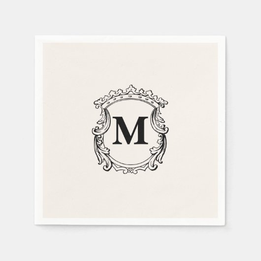 Serviette En Papier Beige Custom Monogram Crest (Devant)