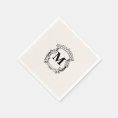 Serviette En Papier Beige Custom Monogram Crest (Coin)
