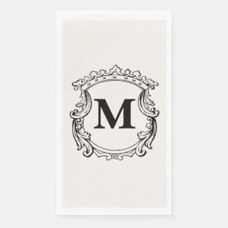 Serviette En Papier Beige Custom Monogram Crest